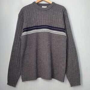 Arizona Ribbed Sweater Mens Size Large Gray Stripe Skater Preppy 90s Y2K 2000s